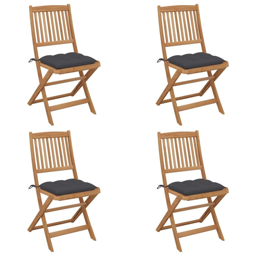 Petromila vidaXL Skladacie záhradné stoličky s podložkami 4 ks akáciový masív